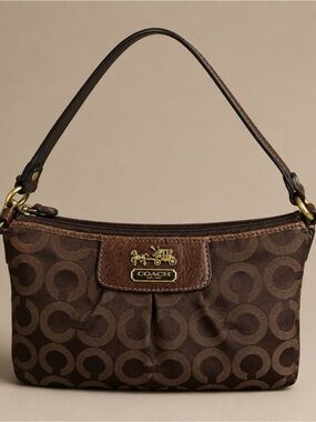 Coach Brown Signature Canvas handbag with Leather Trim